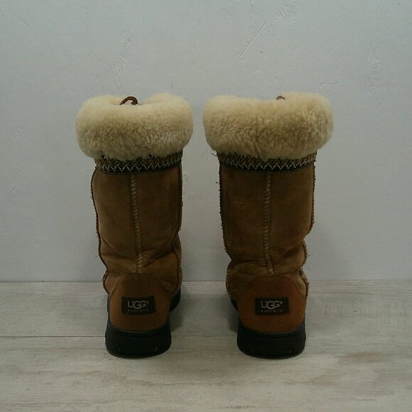 UGG Australia Embroidered Ultimate Fur Cuff Shearling Lined Winter Boot Size 6 - Picture 8 of 11